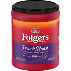 Folgers French Roast Medium Dark Roast Ground Coffee, 9.6 Ounces (Pack of 6)