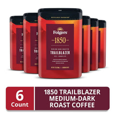 Folgers 1850 Trailblazer Medium-Dark Roast Ground Coffee, 12 Ounce (Pack of 6)