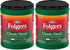 Folgers Decaf Coffee, Ground Coffee, Classic Medium Roast, 9.6 Ounce Canister (Pack of 2)