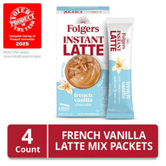 Folgers French Vanilla Flavored Instant Latte, 4.2 Ounce