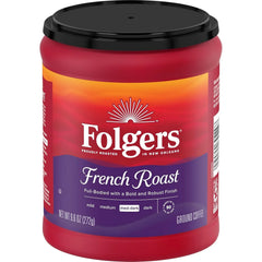 Folgers French Roast Medium Dark Roast Ground Coffee, 9.6 Ounces (Pack of 6)