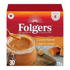 Folgers Caramel Drizzle Flavoured Coffee, Single-Serve K-Cup Pods For Keurig Coffee Makers, 30 Count
