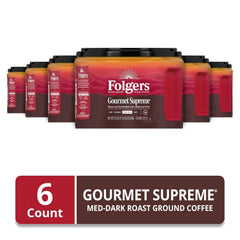 Folgers Gourmet Supreme Medium Dark Roast Ground Coffee, 22.6 Ounces (Pack of 6)