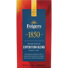 Folgers 1850 Expedition Blend Medium Roast Ground Coffee, 12 Ounce