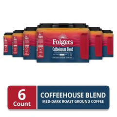 Folgers Coffeehouse Blend Medium Dark Roast Ground Coffee, 22.6 Ounces (Pack of 6)