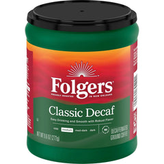 Folgers Decaf Coffee, Ground Coffee, Classic Medium Roast, 9.6 Ounce Canister