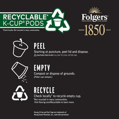 1850 by Folgers Pioneer Blend Medium Roast Coffee, 10 Keurig K-Cup Pods