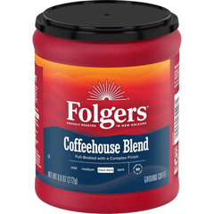 Folgers Coffeehouse Blend Medium Dark Roast Ground Coffee, 9.6 Ounces (Pack of 6)