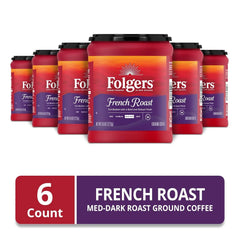 Folgers French Roast Medium Dark Roast Ground Coffee, 9.6 Ounces (Pack of 6)