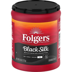 Folgers Black Silk Dark Roast Coffee, 9.6 Ounces (Pack of 6)