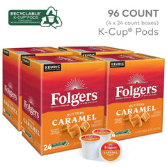 Folgers Caramel Drizzle Flavored Coffee, 96 Keurig K-Cup Pods