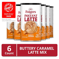 Folgers Buttery Caramel Flavored Instant Latte, 16 Ounce (Pack of 6)