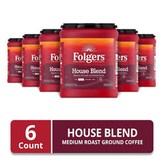 Folgers House Blend Medium Roast Ground Coffee, 9.6 Ounces (Pack of 6)