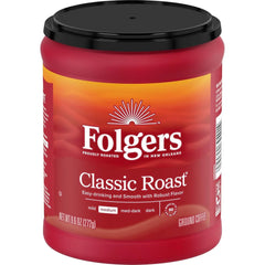 Folgers Classic Roast Medium Roast Ground Coffee, 9.6 Ounce