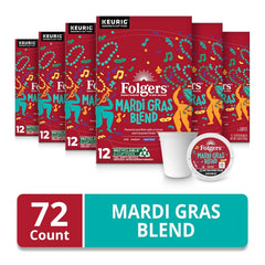 Folgers Mardi Gras Blend Medium-Dark Roast Coffee, 72 Keurig K-Cup Pods