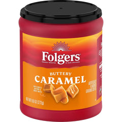 Folgers Buttery Caramel Flavored Ground Coffee, 9.6 Ounce Canister (Pack of 6)